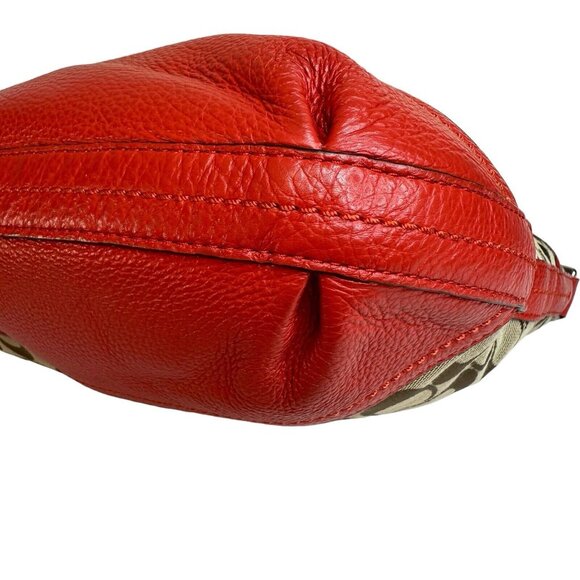 Auth Used COACH Crossbody Shoulder Hobo Bag Canvas Leather Outer Pocket Logo C - Picture 8 of 12